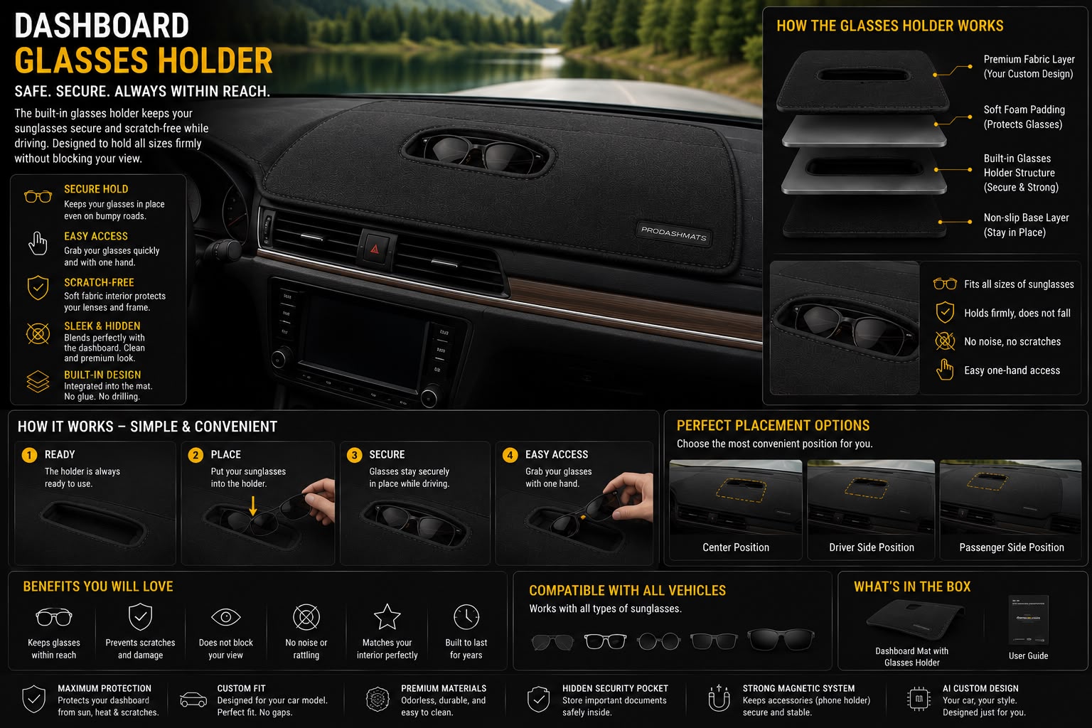 Dashboard Glasses Holder