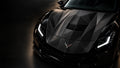 Shadow geometry car wrap on the hood of a black sports car